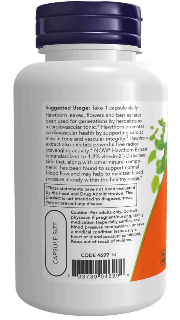 Hawthorn Extract 600 mg, Extra Strength - 90 Veg Capsules - Image 3