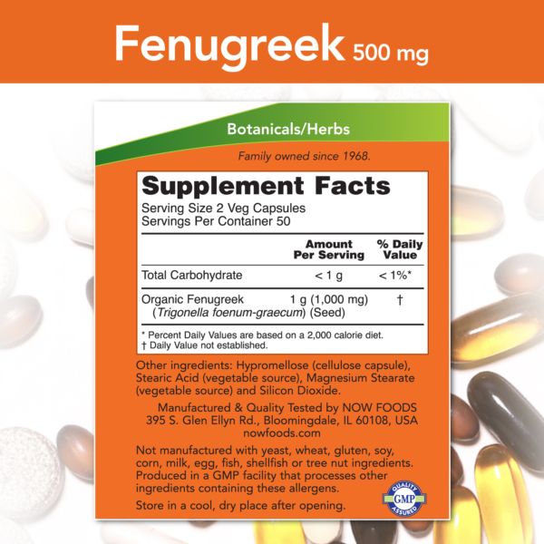 Fenugreek 500 mg - 100 Veg Capsules - Image 2