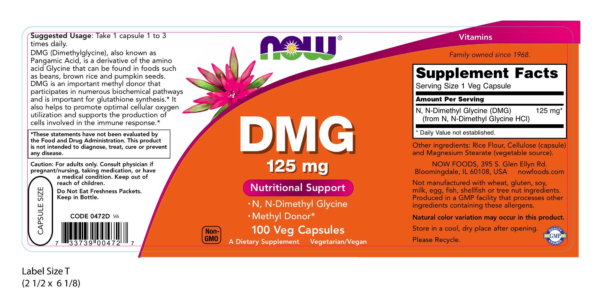DMG 125 mg - 100 Veg Capsules - Image 2