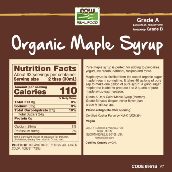 Maple Syrup, Organic Grade A Dark Color - 64 fl. oz - Image 2