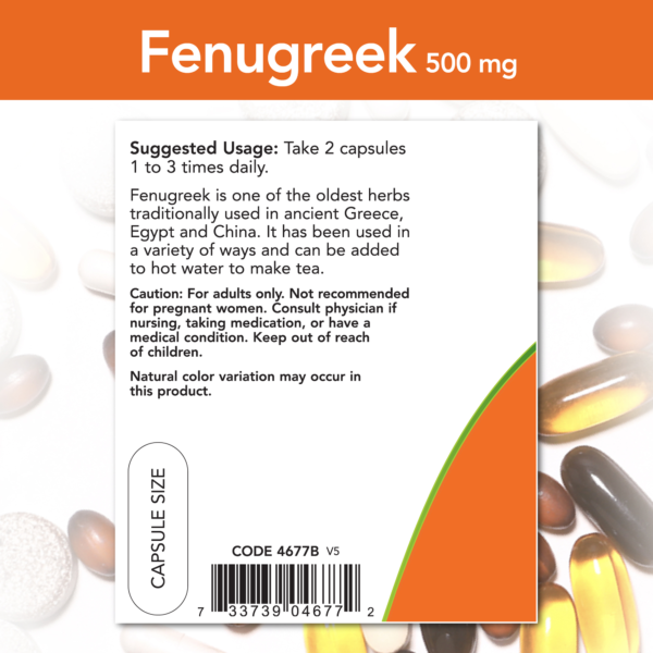 Fenugreek 500 mg - 100 Veg Capsules - Image 3